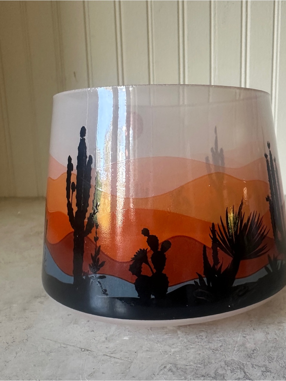 Yankee Candle Desert Sun New Glass Jar Shade Topper Sunset Cactus Southwest
